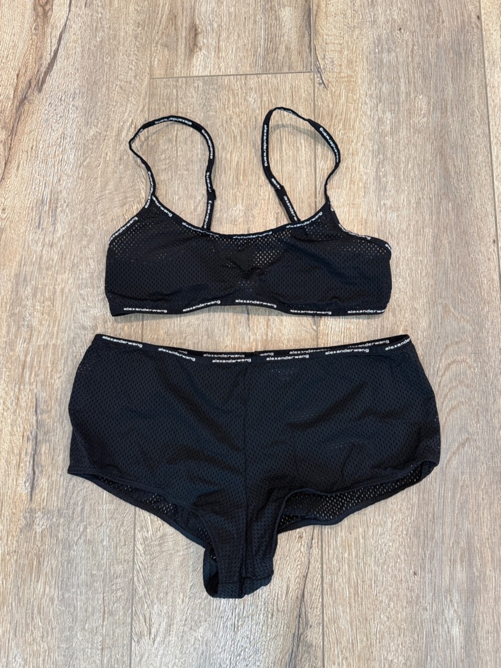 Alexander Wang Black Mesh Bralette and High-Waist Brief Set